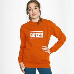 Oranje Koningsdag trui Queen Stripes