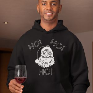 Zwarte Kerst Hoodie Ho Ho Ho