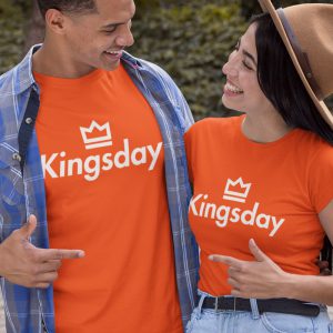 Oranje Koningsdag T-Shirt Kingsday Crown