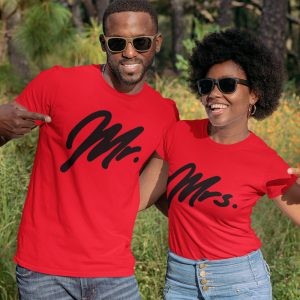 Mr Mrs T-Shirt Premium Red Black