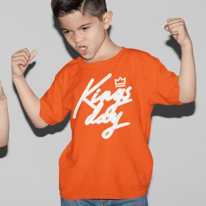 Oranje Koningsdag T-Shirt Kind Kingsday Kroon