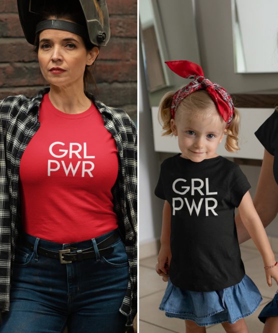 Moeder Dochter T-Shirts GRL-PWR Rood