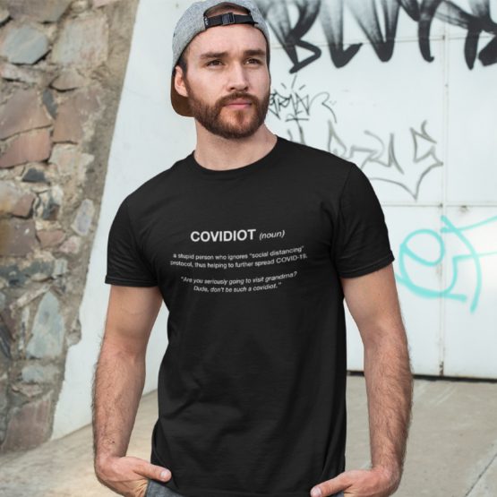 Corona T-Shirt Covidiot (noun)