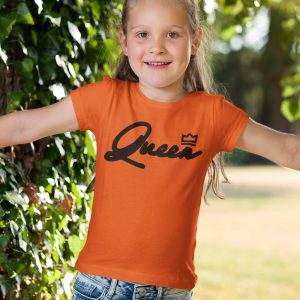 Oranje Koningsdag Shirt Kind Queen Black