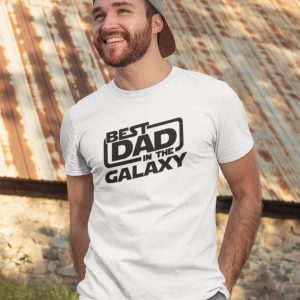 Vaderdag T-Shirt Best Dad Galaxy wit