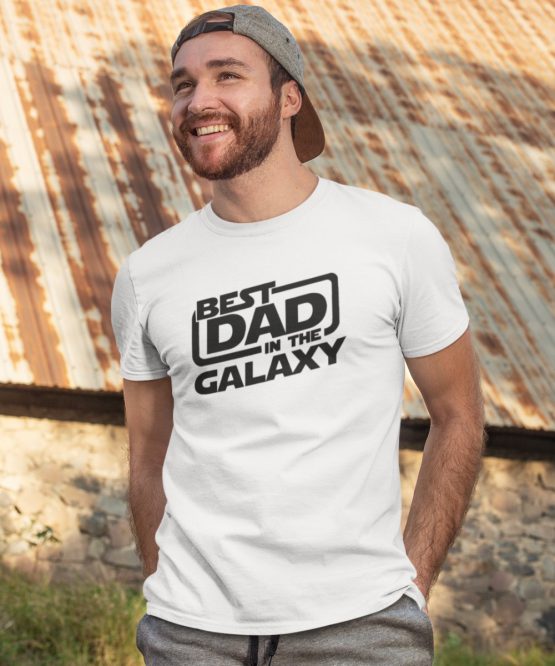 Vaderdag T-Shirt Best Dad Galaxy wit