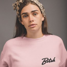 Bitch Sweater Premium Pink Black Chest