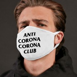Wit mondkapje Anti Corona Club 2
