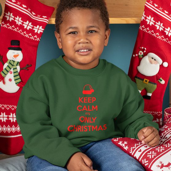 Groene Kersttrui Kind Keep Calm It's Only Christmas