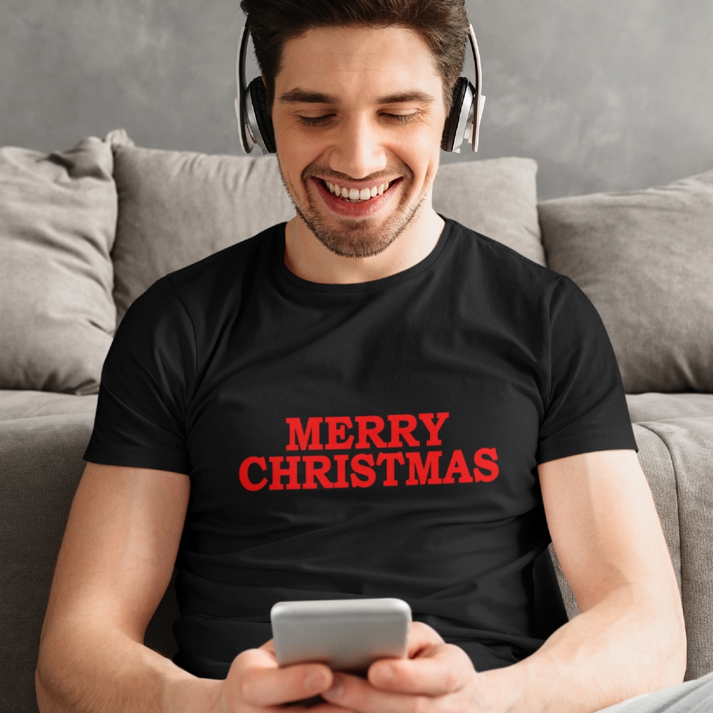 Zwart Kerst T-Shirt Premium Merry Christmas 2