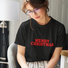 Zwart Kerst T-Shirt Premium Merry Christmas