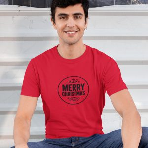 Foute Kerst T-Shirt Rood Merry Christmas Round