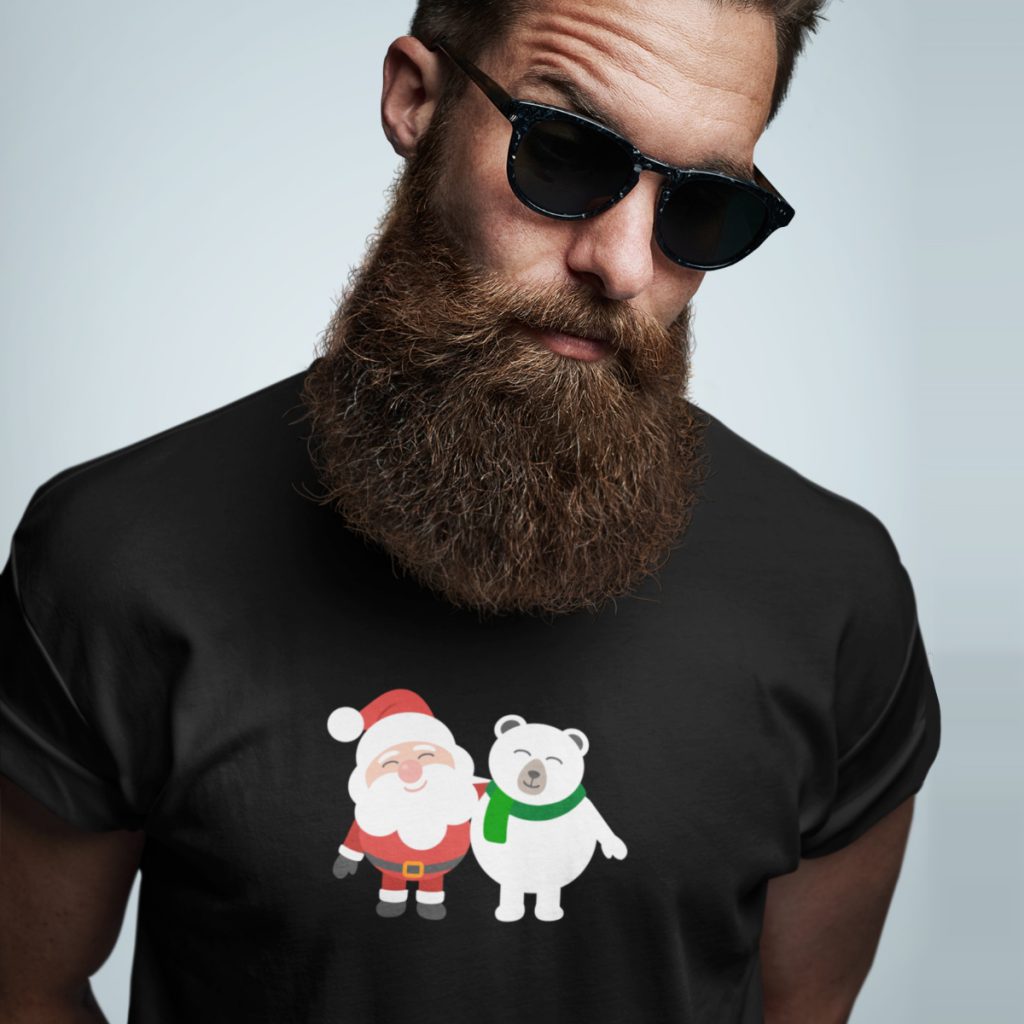 Foute Kerst T-Shirt Zwart Kerstman Beer