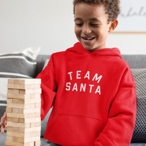 Kerst Hoodie Kind Rood Team Santa Text