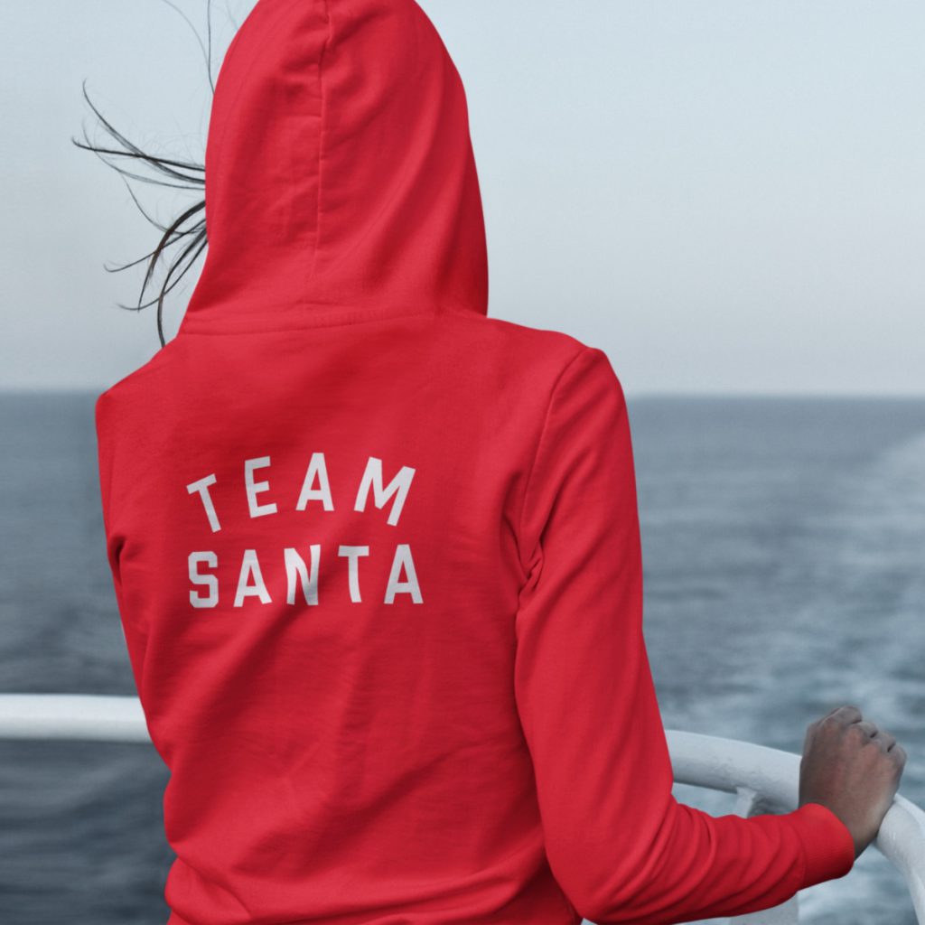 Kerst Hoodie Rood Team Santa Text Back