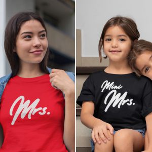 Moeder Dochter T-Shirts Mrs & Mini Mrs