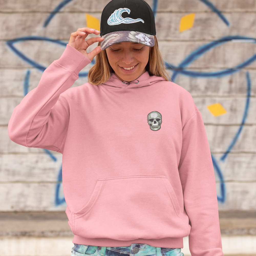 Skull Hoodie Chest Patch Roze
