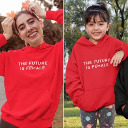 Moeder Dochter Hoodies The Future Is Female Rood