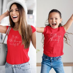 Moeder Dochter T-Shirts It's The Little Thing Rood