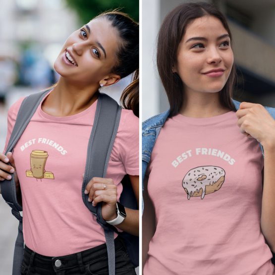 BFF T-shirts Koffie & Donut Roze