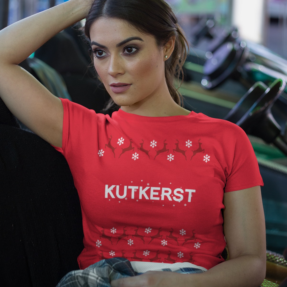 Fout Kerst T-Shirt Rood - Kutkerst & Rendieren | Dames &