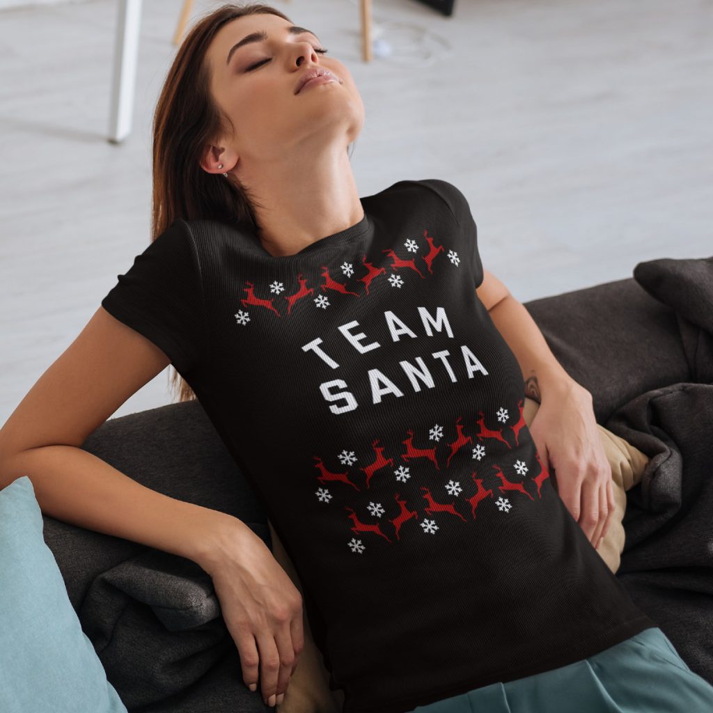 Kerst T-Shirt Zwart Team Santa Rendieren
