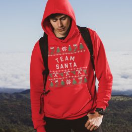 Foute Kerst Hoodie Rood Candy Cane Team Santa