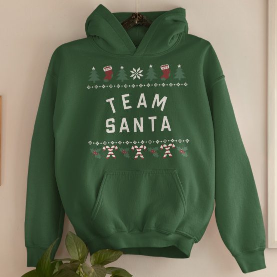 Kerst Hoodie Groen Candy Cane Team Santa
