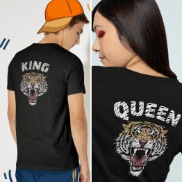 King Queen T-Shirt Tiger Back Zwart