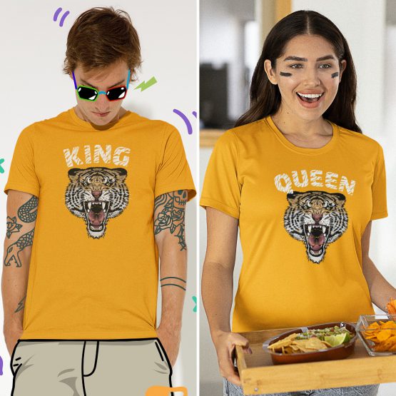 King Queen T-Shirt Tiger Geel