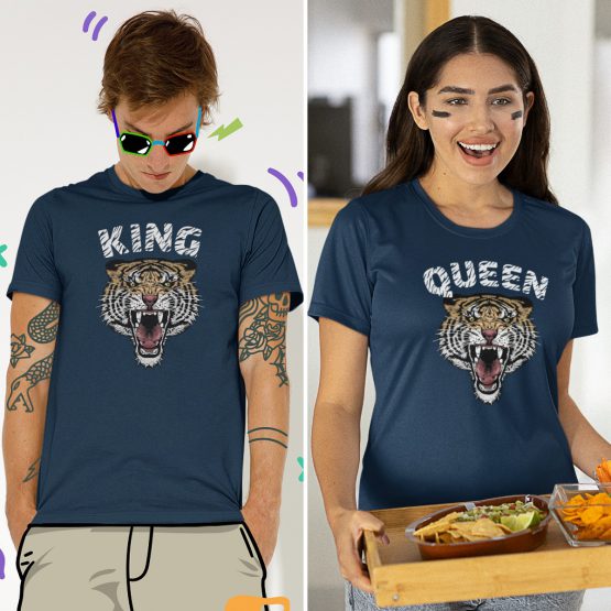 King Queen T-Shirt Tiger Navy