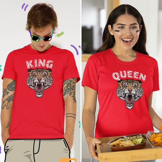 King Queen T-Shirt Tiger Rood