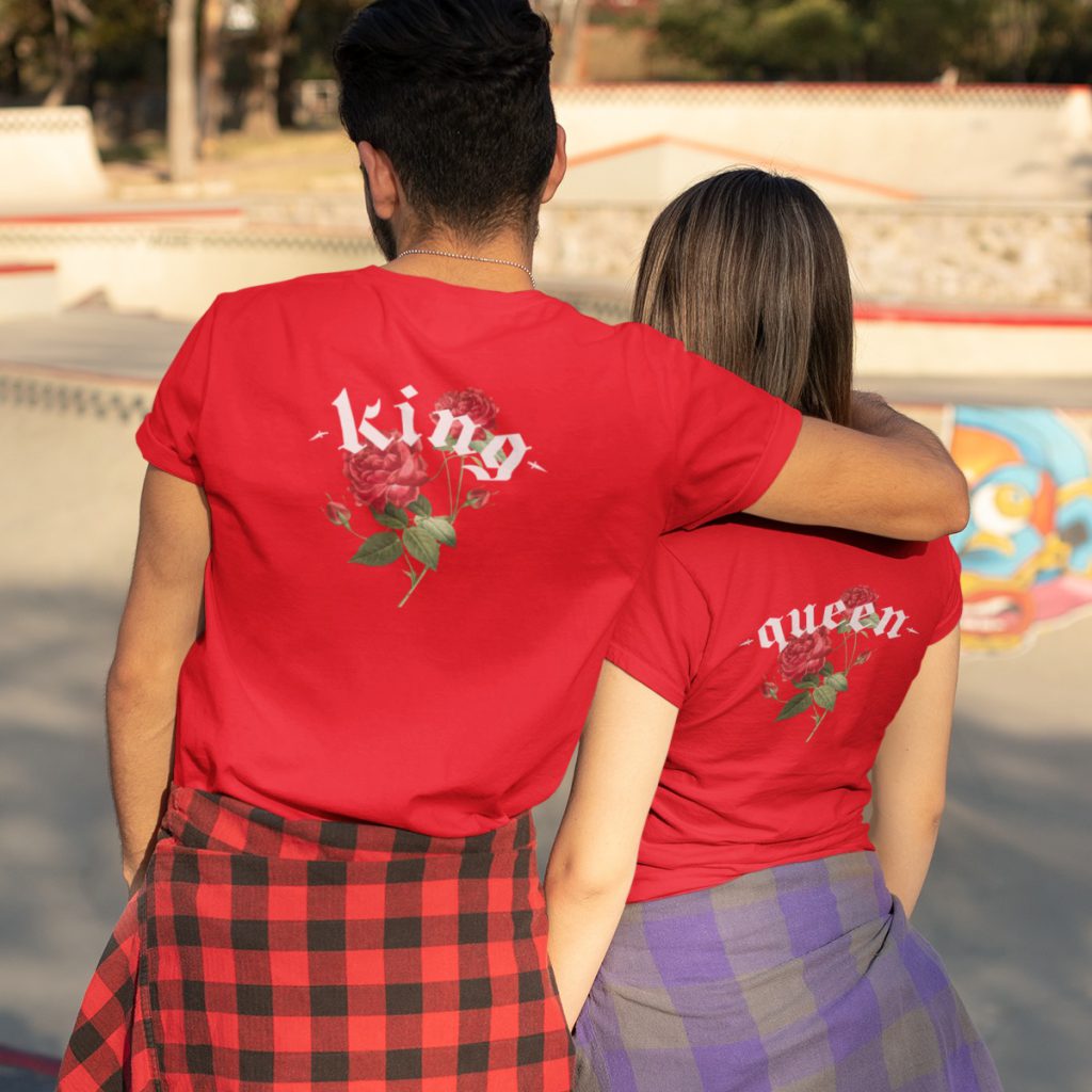 King Queen T-Shirts Rose Dagger Back Rood
