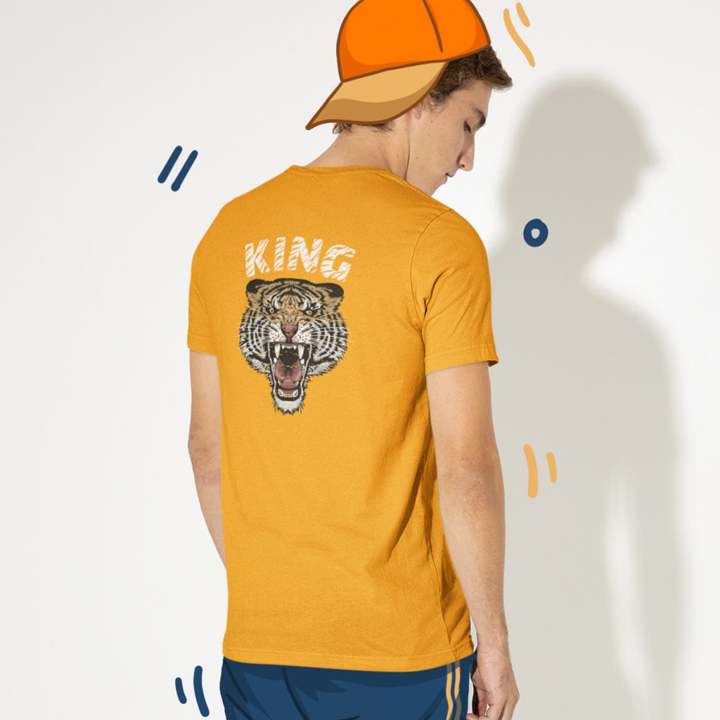 King T-shirt Tiger Back Geel