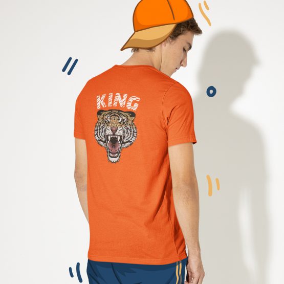 King T-shirt Tiger Back Oranje