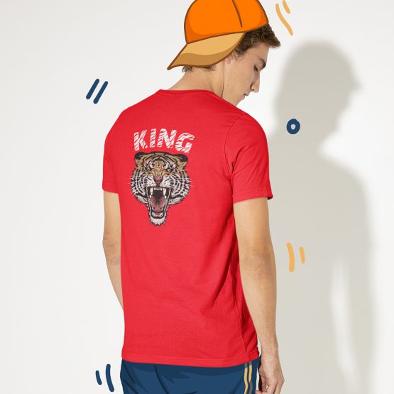 King T-shirt Tiger Back Rood