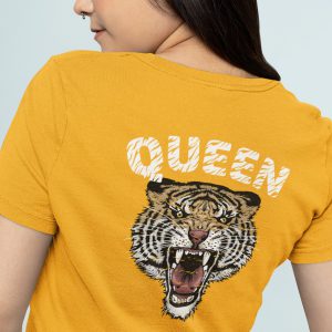 Queen T-shirt Tiger Back Geel