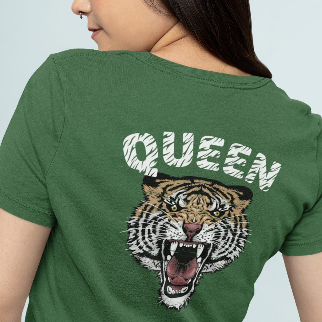 Queen T-shirt Tiger Back Groen