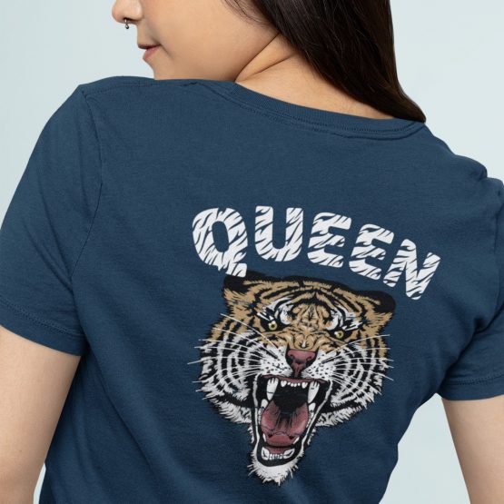 Queen T-shirt Tiger Back Navy