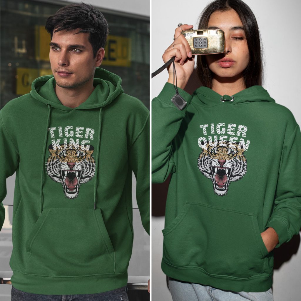 Tiger King & Queen Hoodie Groen