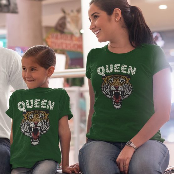 Twinning T-shirts Moeder Dochter Tiger Groen