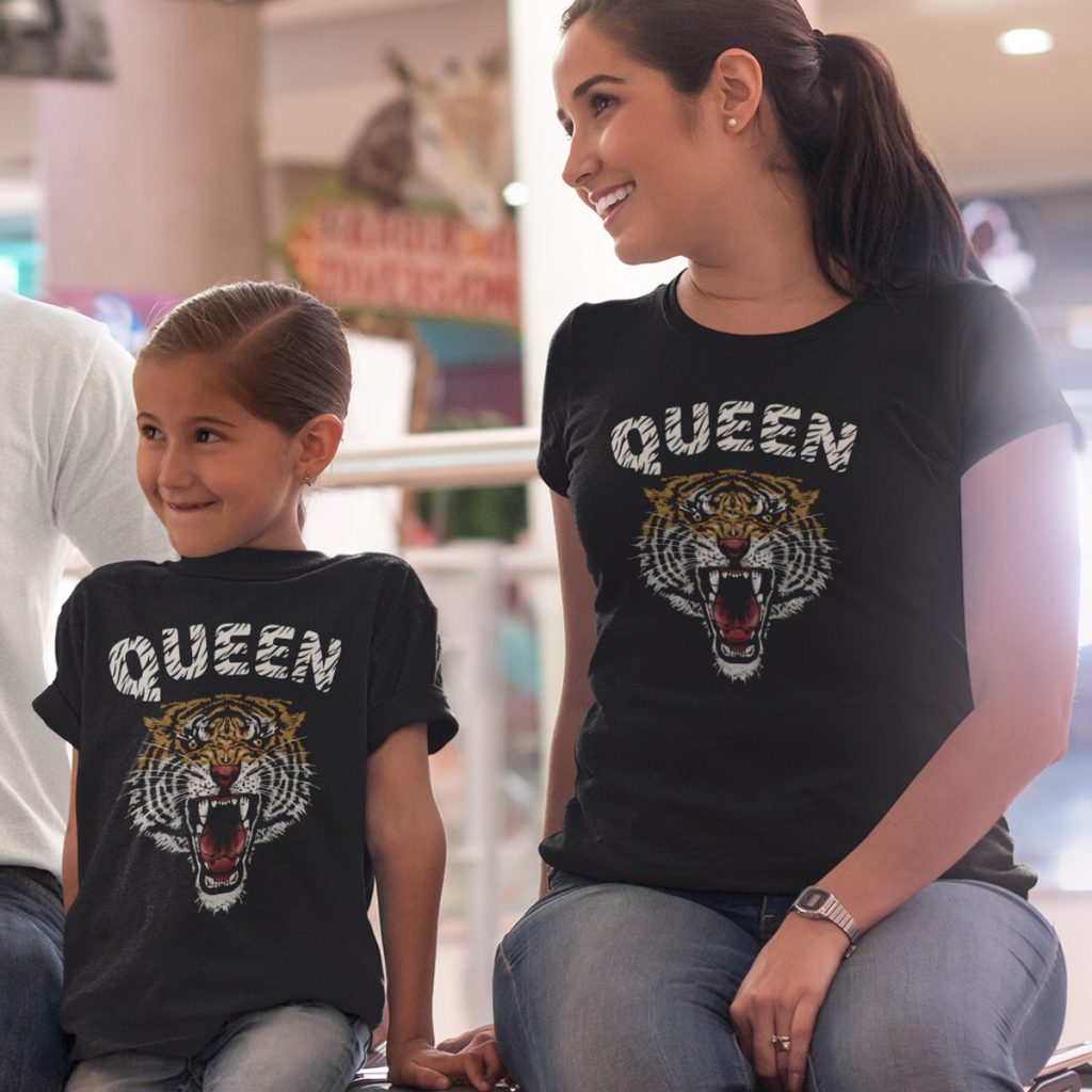 Twinning T-shirts Moeder Dochter Tiger Zwart