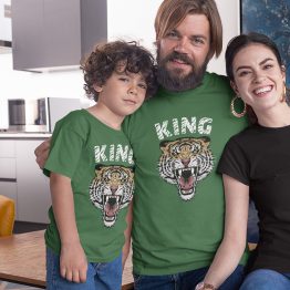 Twinning T-shirts Vader Zoon Tiger Groen