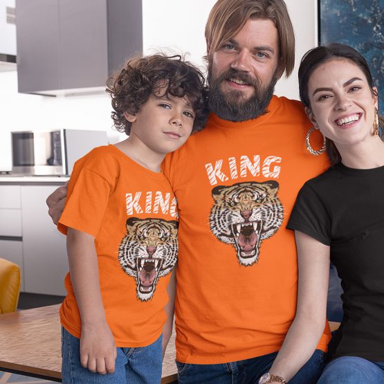 Twinning T-shirts Vader Zoon Tiger Oranje