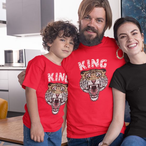 Twinning T-shirts Vader Zoon Tiger Rood