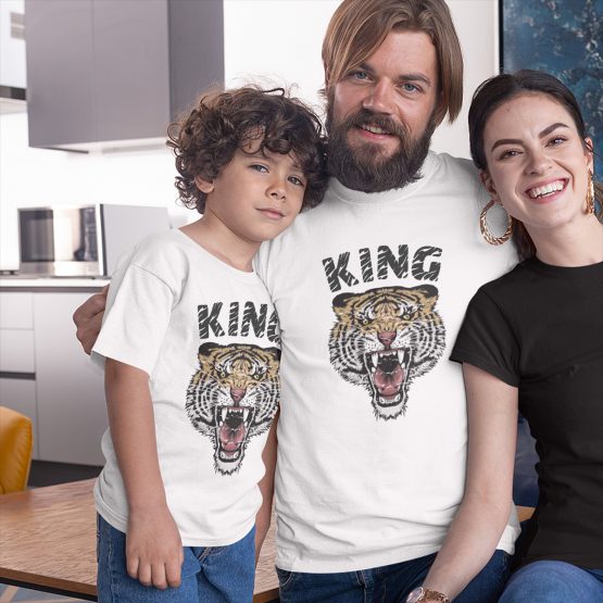 Twinning T-shirts Vader Zoon Tiger Wit