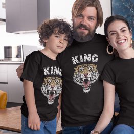 Twinning T-shirts Vader Zoon Tiger Zwart