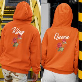King Queen Hoodie Rose Back Oranje