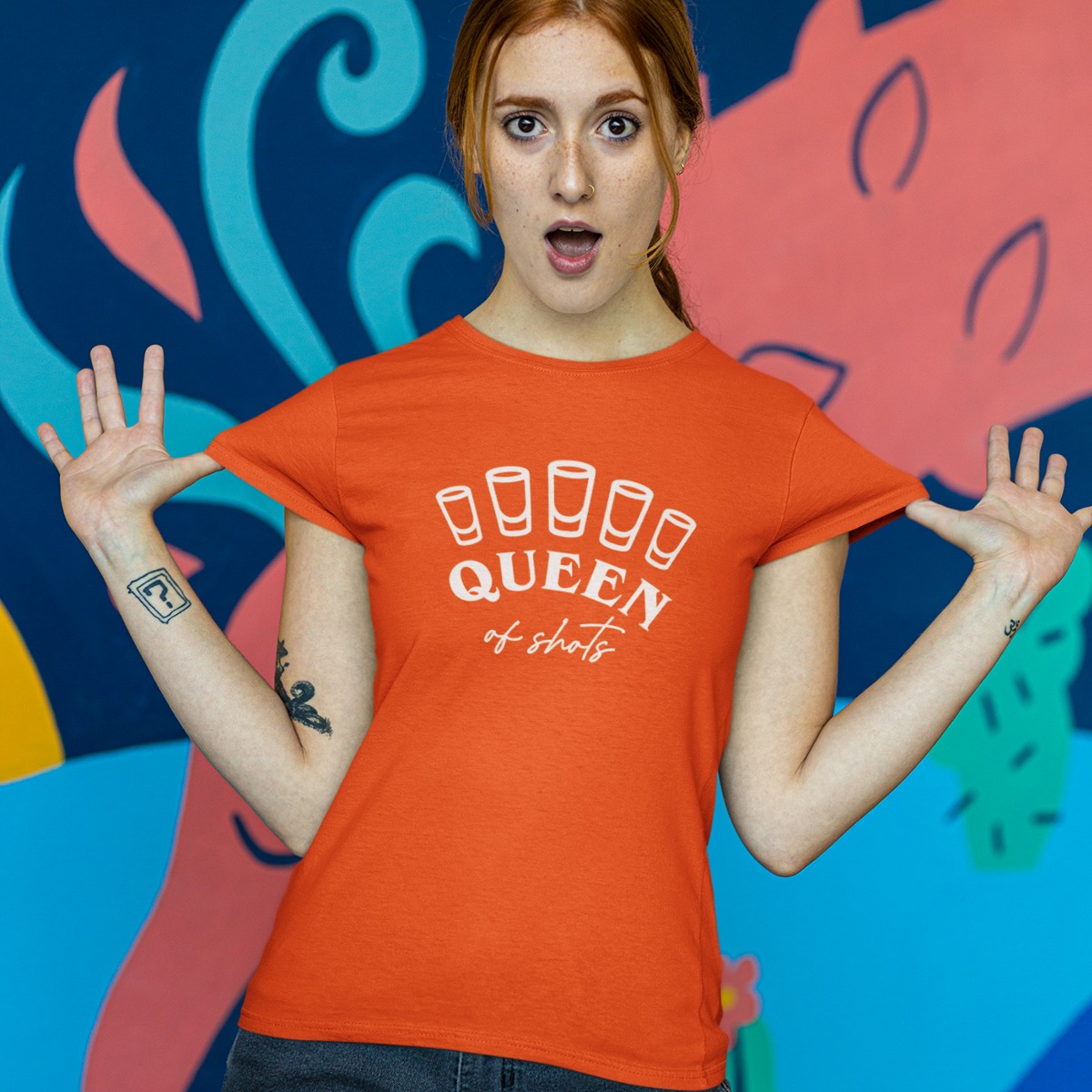 Oranje T-shirt Queen Geschikt voor Koningsdag, & EK