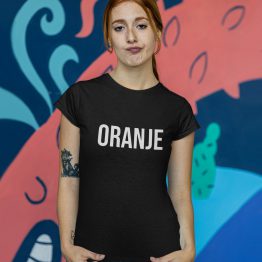 Zwart Koningsdag T-Shirt met tekst Oranje Dames
